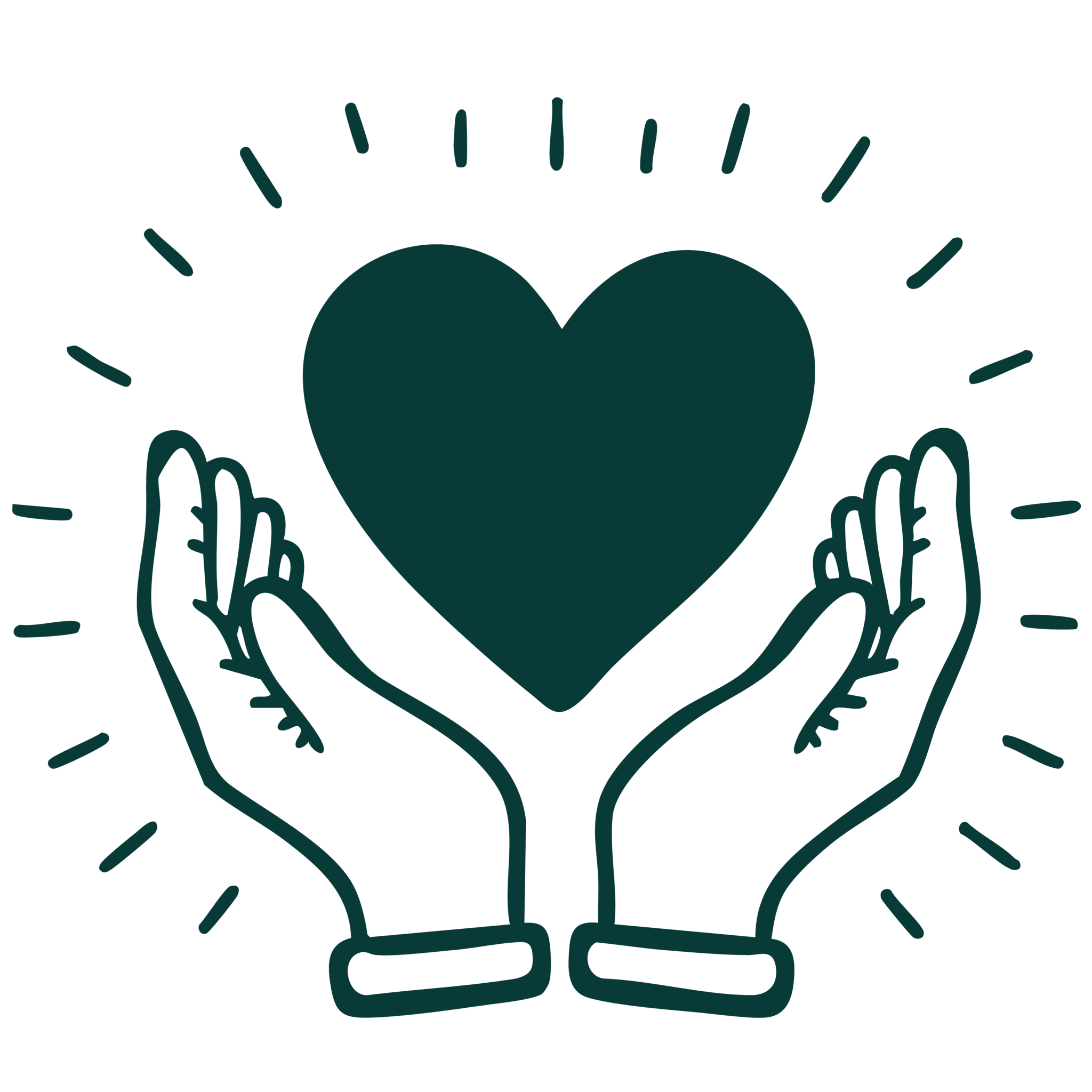 drawing of two hands holding a heart