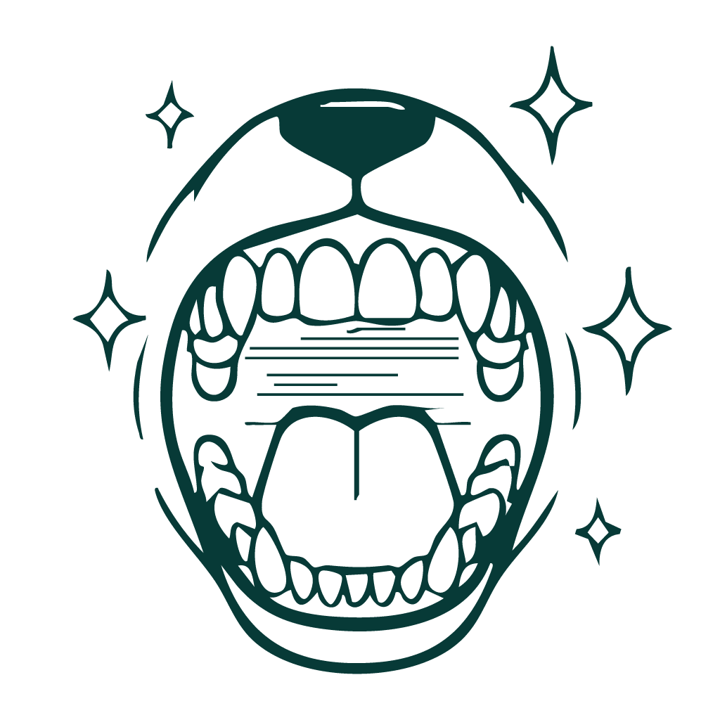 drawing of a dogs open mouth